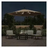 VidaXL Ampelschirm mit LED-Leuchten und Stahl-Mast 300 cm Taupe