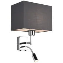meineWunschleuchte Wandleuchte caima mit LED Leselampe - Stoffschirm Grau, Höhe 31cm