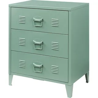 [en.casa] Kommode - Metallschrank Hämeenlinna mit 3 Schubladen 60x40x72 cm Mattgrün