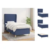 vidaXL Boxspringbett mit Matratze Blau 90x200 cm Stoff