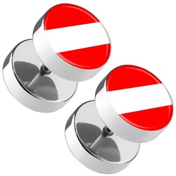 Taffstyle Piercing-Set Piercing Ohrstecker Fussball EM & WM Länderflagge, Runde Ohrringe Fakeb Plug Flesh Tunnel Platte Fanartikel Deutschland silberfarben