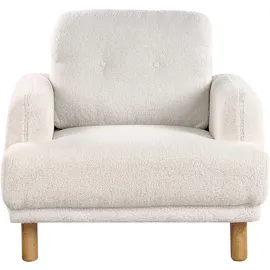 Beliani Sessel, Weiß, Hellbraun, Textil, 88x85x90 cm, Wohnzimmer, Sessel, Polstersessel