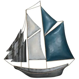 Kaufhaus le petit Wanddekoobjekt Wanddeko Schiff Metall Segelboot Boot Maritim Segelschiff Skulptur, Handgefertigte Wanddeko aus Metall