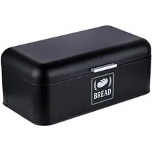 Relaxdays Brotkasten mit Deckel & Griff Schwarz,Silber