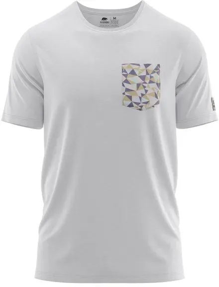 FORSBERG T-Shirt mit Brusttasche im polygonen Design weiss, petrol  / weiß/pastell / 4XL