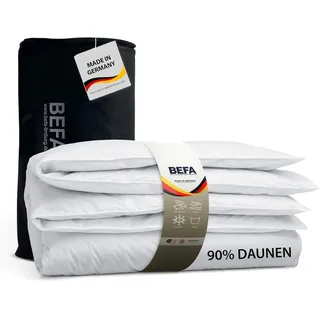 BEFA NATUR Daunendecke Sommer 135x200 cm | 90% Daunen & 10% Federn | 250g Füllgewicht | Allergiker geeignet (NOMITE) | Tierwohl Zertifiziert (DOWNPASS) | Oeko-TEX Klasse 1 | Made in Germany