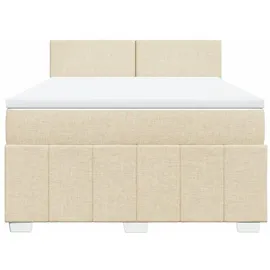 vidaXL Boxspringbett mit Matratze Creme 140x190 cm Stoff - Creme