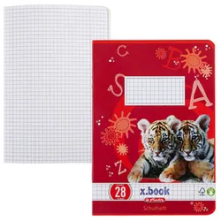 herlitz Schulheft x.book Lineatur 28 kariert DIN A5 Innen- und Außenrand, 16 Blatt