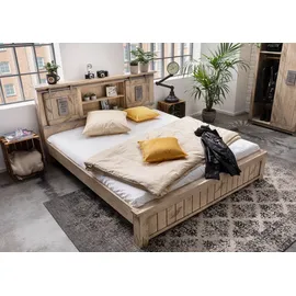 MASSIVMOEBEL24.DE Bett Mango 180x200x105 whitewash lackiert RAILWAY 343