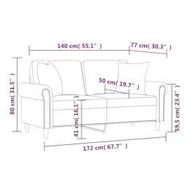 vidaXL 2-Sitzer-Sofa mit Zierkissen Dunkelgrau 140 cm Samt
