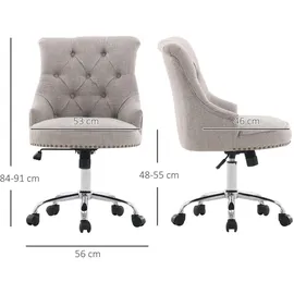 Homcom Drehstuhl, Grau, 65.5x91x54 cm, Arbeitszimmer, Bürostühle, Drehstühle