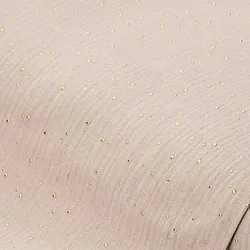 Musselin/Doppel-Gaze mit Glitzerdruck "Tupfen", taupe/gold