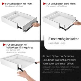 SOTech Schwerlastauszug KV2-100-H53-1200 EH 1200 mm, Schwarz 100 kg VarioSlide Einhandverriegelung - Schwarz