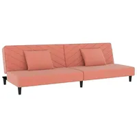 vidaXL Schlafsofa 2-Sitzer mit 2 Kissen Rosa Samt