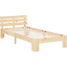 Homestyle4u Bett mit Lattenrost Holz Natur Holzbett 90x200 Einzelbett 90 x 200 cm Massivholzbett 90x200 Kiefer –