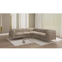 s-style möbel - Chesterfield Ecksofa mit Metall Füßen Creme Samt
