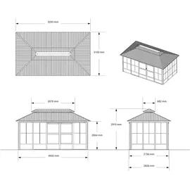 Sojag Olan 1017 3,1 x 5 m inkl. Seitenteile Grau/Schwarz