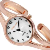 Excellanc Damen Uhr weiß Rosègold Metall Spangenuhr Analog Frauen Quarz