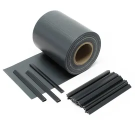 Wiltec Sichtschutz Streifen, 35mx19cm anthrazit aus PVC 650g/m2, mit 20 Clips, Zaunfolie