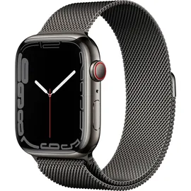 Apple Watch Series 7 GPS + Cellular 41 mm Edelstahlgehäuse graphit, Milanaise Armband graphit