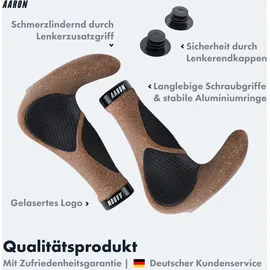 Aaron Fahrradgriffe Horn ergonomisch mit Gel-Dämpfung Kork/braun