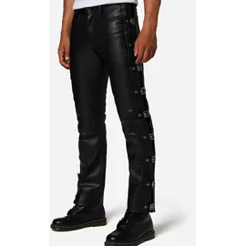 Ricano Lederhose Buckle Schnallenhose Weit Schwarz 34
