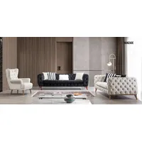 JVmoebel Sofa Sofagarnitur Sofa 3+3+1 Sitzer Schwarz Chesterfield Sessel Möbel, Made in Europa schwarz