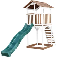 Axi Beach Tower Spielturm Braun/Weiß. Rutsche Grün & Sandkasten