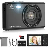 Digitalkamera, LAMA Upgraded 1080P FHD 64MP Kinder Vlogging-Kamera mit 32GB SD-Karte, 16X Digitalzoom-Kompaktkamera mit 2 Batterien, 7,1 cm LCD-Bildschirm Mini Kamera für Kinder, Jungen, Mädchen,