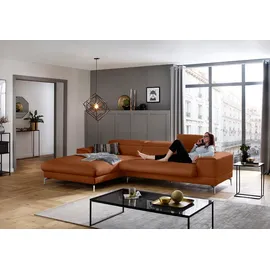 W.Schillig Ecksofa "piedroo, Designsofa mit tollem Sitzkomfort, bequem und elegant, L-Form", braun (cognac z69), B:303cm H:70cm T:193cm, Longlife Xtra-Leder Z69: Das feinnarbige, gedeckte Softleder Z69 besticht durch seine außergewöhnliche Weichheit im trendigen