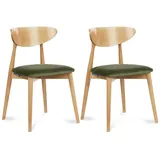 Konsimo® Esszimmerstühle, Grün, Eiche, Buchenholz, Echtholz, 47x79x45 cm, Esszimmer, Stühle, Esszimmerstühle, Vierfußstühle