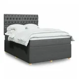vidaXL Boxspringbett 140 x 200 cm Dunkelgrau
