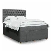 vidaXL Boxspringbett 140 x 200 cm Dunkelgrau
