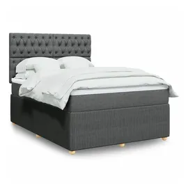vidaXL Boxspringbett 140 x 200 cm Dunkelgrau