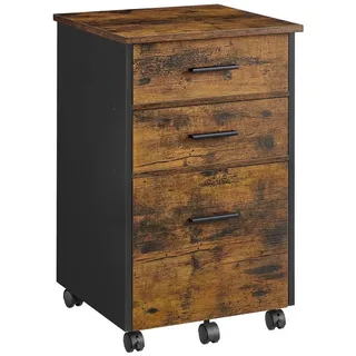 VASAGLE Rollcontainer mit 3 Schubladen vintagebraun-schwarz