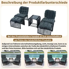 Okwish Gartenmöbel Set 5-tlg. Schwarz/Grau