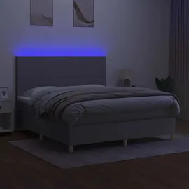 vidaXL Boxspringbett mit Matratze & LED Hellgrau 180x200 cm Stoff