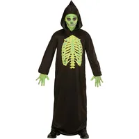 W WIDMANN MILANO Party Fashion - Kinderkostüm Skelett Meister, Robe mit Kapuze, Sensenmann, Halloween