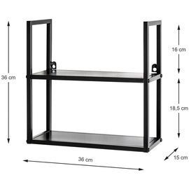 Haku-Möbel Wandregal schwarz, Metall - Maße: B 36 cm x H 36 cm x T 15 cm, Style: Modern