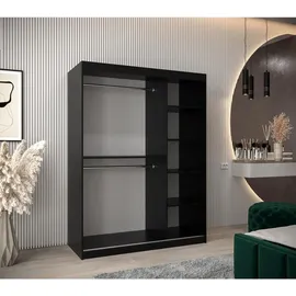 abiks möbel Schwebetürenschrank MONACO 150 x 200 x 62 cm Schwarz