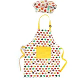 JZK Verstellbare Kinderschürze und Kochmütze, niedliche Kinder-Küchenschürze mit Tasche für Jungen und Mädchen für Schule, Kochen, Backen, Malen, Gartenarbeit, mehrfarbig, S