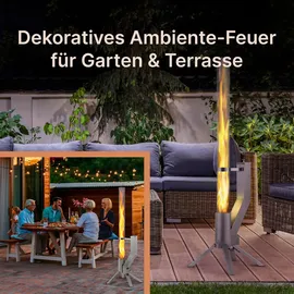 gardenflare Feuerrohr aus Edelstahl Feuersäule und Pelletfackel – Silber