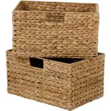 Vivanno 2er Set Regalkorb Schrankkorb aus Wasserhyazinthe für Billy Regal "Basko", 36 cm, Natur