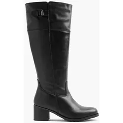 Leder Weitschaftstiefel - Damen - schwarz