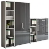 BMG Möbel Aktenschrank Tabor (Set 22, Büroschrank abschließbar mit Metallgriffen) Made in Germany grau