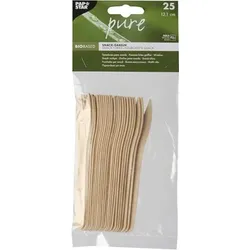 Papstar 25 Snack-Gabeln, Holz "pure" 12,1 cm
