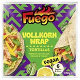 Fuego - Vollkorn Tortilla-Wraps | 6 Wraps à 25 cm Durchmeser | Perfekte Basis für mexikanische Gerichte | Für Burriots, Quesadillas, Enchiladas uvm. | 370 g