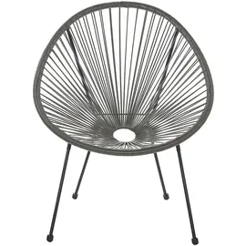Beliani 2er-Set Rattanstuhl 70 x 87 x 90 cm dunkelgrau/schwarz