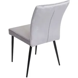 Mendler Esszimmer-Set HWC-K16, 2er-Set Stuhl+Sitzbank Esszimmergruppe Sitzgruppe Esszimmergarnitur, Samt Metall ~ hellgrau