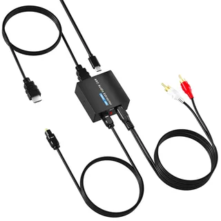 HDMI ARC Audio Extraktor 192 KHz Audio splitter Konverter mit SPDIF + 3,5mm AUX RCA Audio Ausgang Optical Audio Adapter mit HDMI Audio Kabel,unterstützt Blu ray Wiedergabe und Soundbar
